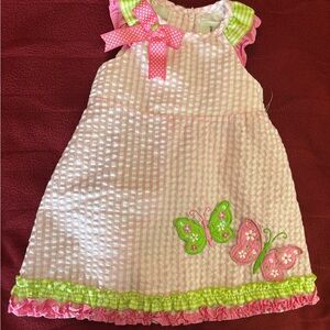 Rare Editions Pink, white, and Green Checkered Dress